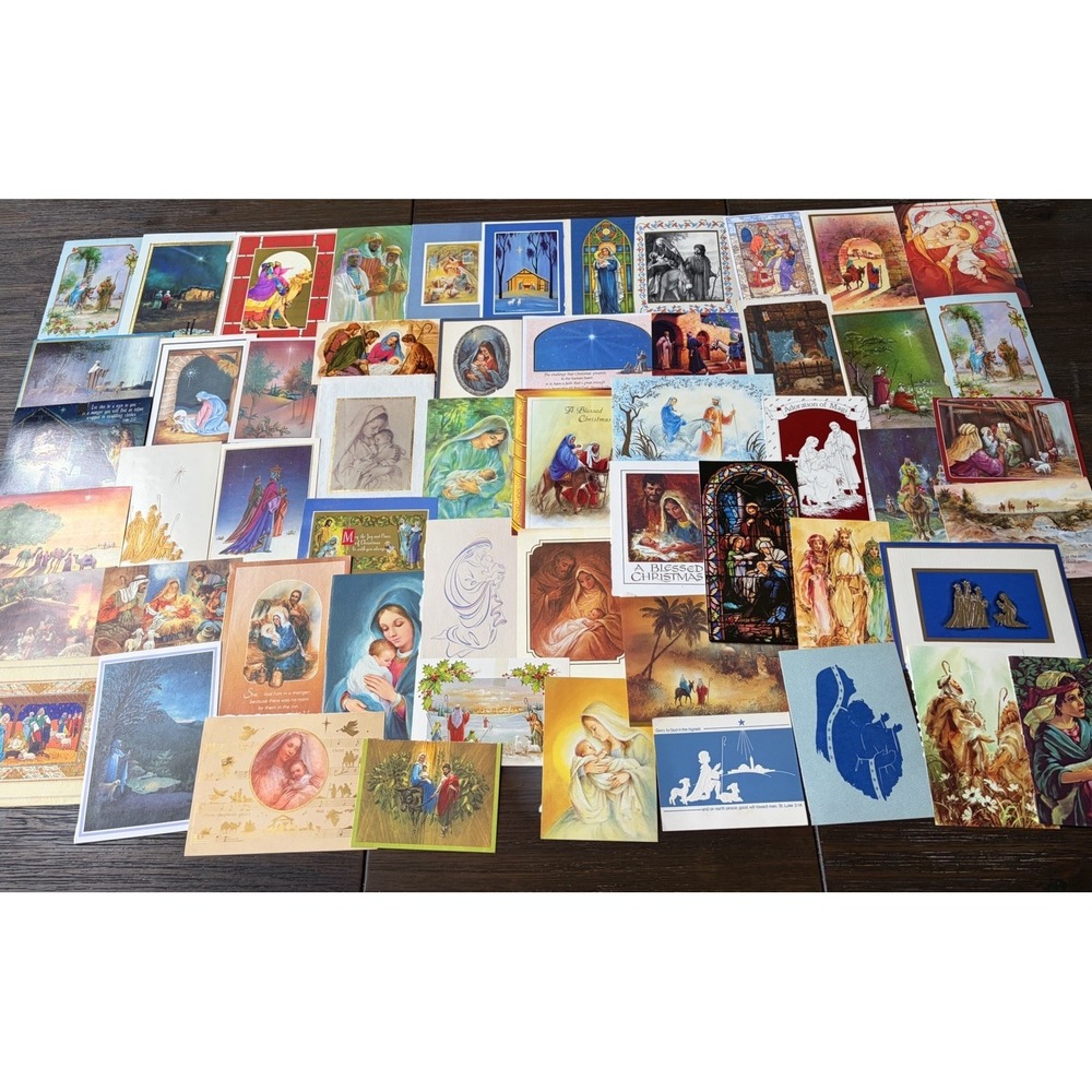 Vintage Christmas Cards Fronts ONLY Nativity Scrapbooking Crafts Lot of 50+